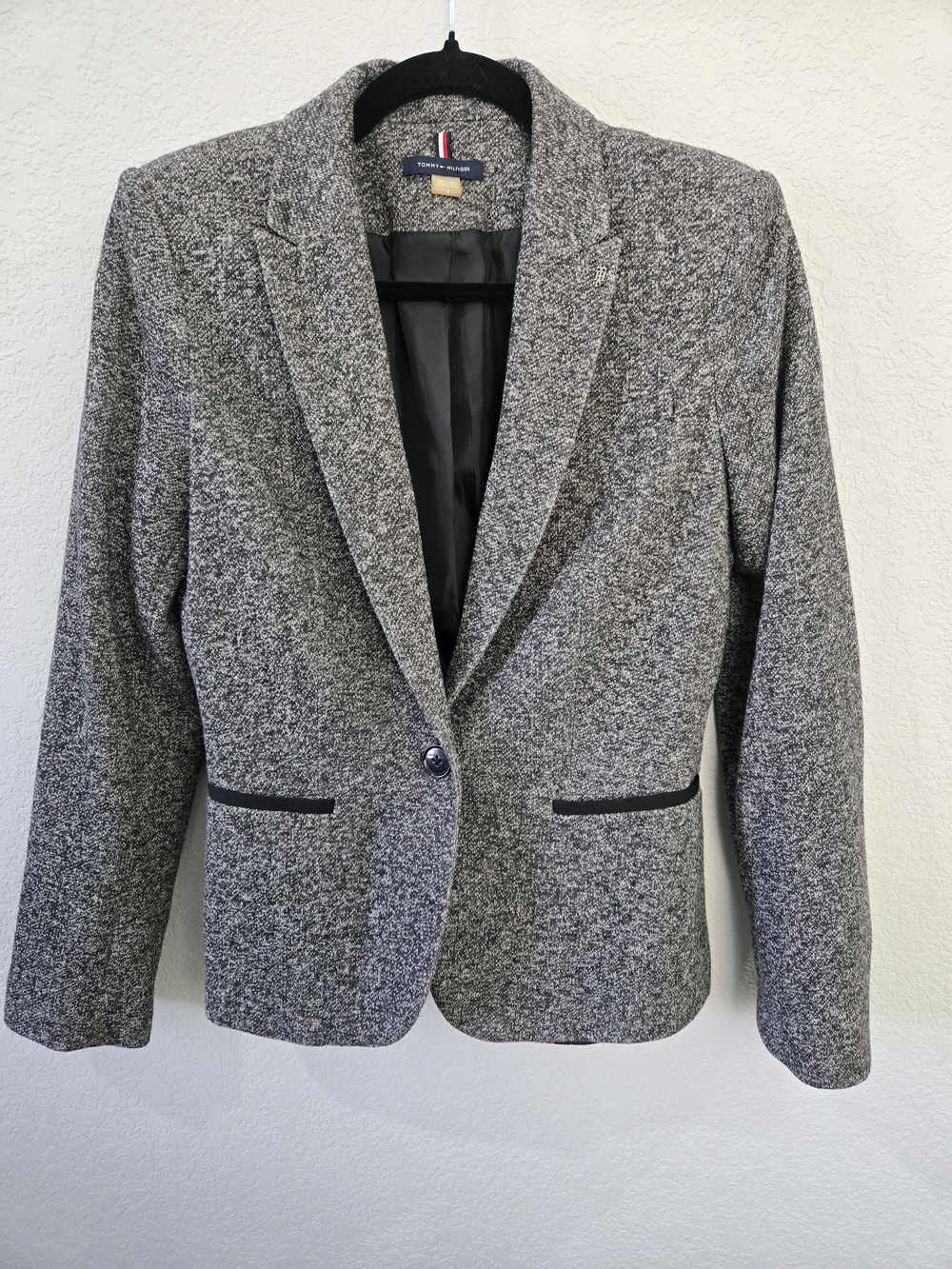 Tommy Hilfiger Gray Tweed Single-Button Blazer